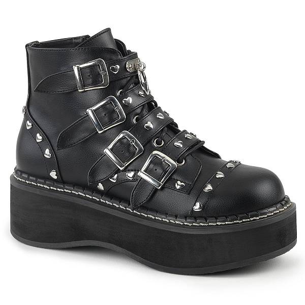 Demonia Women's Emily-315 Platform Boots - Black Vegan Leather D0153-24US Clearance
